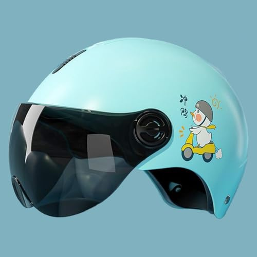 Kinder-Rollerhelm Sturzhelm, Halbhelme Für Kinder Mit Visier, Jethelm Für Kinder Von 4-12 Jahren Jungen Und Mädchen, ECE 22.06 Zertifiziert D,48-55cm