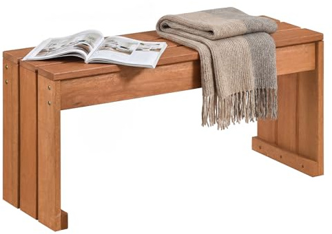 COSTWAY Panchina da Esterno con Seduta a Doghe per 2 Persone, Portata 200 kg, Panca da Giardino con Solida Struttura in Legno Massello, Panca per Ingresso, Giardino e Gazebo, 90 x 30 x 44 cm