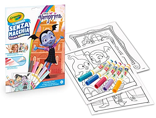 CRAYOLA - Color Wonder, Coloring Set with 18 Coloring Pages and 5 Stain Markers, Disney Vampirine Subject, 6 Pieces, 75-2396