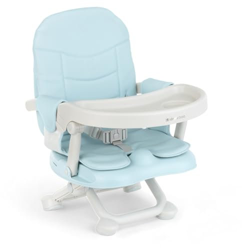 KikkaBoo Alzador de Silla PAPPO, Booster hasta 36 meses, Asiento Elevador Plegable, Bandeja Extraíble, Trona de Viaje Portátil y Ajustable, Compacta, Azul