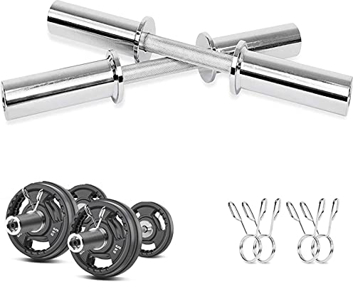 EEUK Olympische Langhantelstange 50mm Durchmesser, Kurzhantelstange 50 cm, Kurzhantel Hantelstange mit Federverschluss, Stahl, Verchromt, Gerändelt, 2er Set, Olympic Bar Gewichtsstange