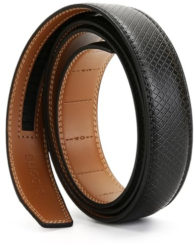 Nelbons Ceinture Homme Automatique 30mm en Cuir — Sangle de Remplacement Sans Boucle, Compatible avec Boucle Automatique 35mm, Ceinture Élégante en Cuir Texturé