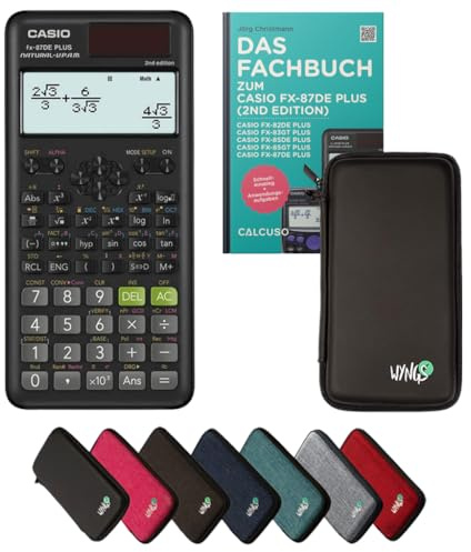 Casio fx-87DE Plus 2nd Edition Incl. Funda Protectora Negro y Libro especializado (48 páginas, DIN A5) – Calculadora científica – Smart Set (Alemán)
