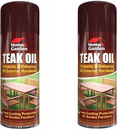 PEBBLE HUG 2X 400 ML Teak Oil Spray Paint Bottle Natural Wood Varnish for Furniture Polishing Hardwood Decking Long Lasting Protection, Shimmering Finish, Go-to Solution