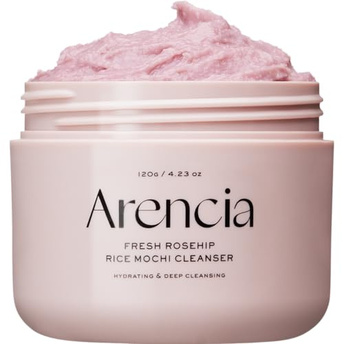 Arencia Limpiador Facial y Exfoliante Diario de Arroz y Rosa Mosqueta - Hidratante, Exfoliante y Limpiador Profundo - Todos los Tipos de Piel con Polvo de Arroz y Agua de Arroz (120g)