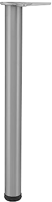 camar Tischfuß verstellbar 700-730mm rund ø 80mm, Metall Tischbein höhenverstellbar, Edelstahl gebürstet