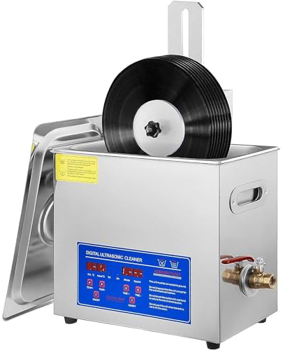 GEJLELDS Commercial Ultrasonic Cleaner,6L Ultrasonic Vinyl Records Cleaning Machine,Disc Washer, Clean 1-6 Vinyl Records One time,40KHz 180W Professional Type with Basket & Fine-mesh Ball