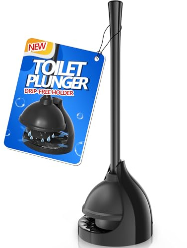 Toilet Plunger with Holder, Plungers for Bathroom Heavy Duty for 5.7-inch Toilet Drain, Toilet Plunger and Holder Combo for Bathroom Cleaning (Style 2)