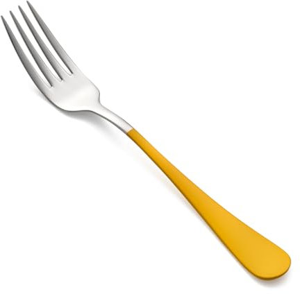 Moxinox Dinner Forks,12 Pieces Yellow 18/0 Stainless Steel Silverware Forks,Table Forks,Flatware Forks,8 Inches,Mirror Polish & Dishwasher Safe,Use for Home,Kitchen or Restaurant