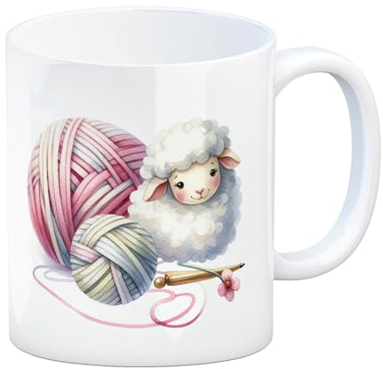 Schaf Wollknäuel Kaffeebecher Niedliche Tier Tasse Weiches Garn Motiv Flauschiges Schaf Wolle Knäuel Perfekt für Woll-Liebhaber