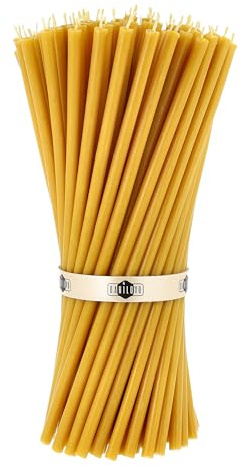 Danilovo 50 Velas de Cera Pura de Abejas - Velas Altas y Finas - Velas Decorativas para Oracion en la Iglesia, Decoración o Velas de Cumpleaños - 26,5 x 0,71 cm