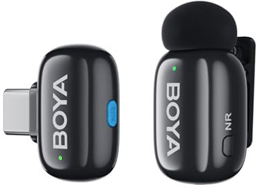 BOYA Boyamini Wireless Lavalier Microphone for Andriod USB C, Ultra mini microphone with AI voice switching, noise reduction and charging case, Metal clip on TikTok Content Creators
