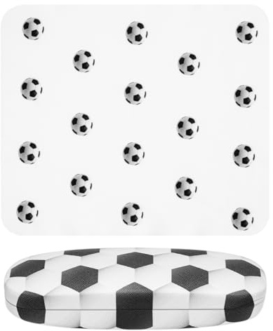FOMIYES Football Glasses Case Hard Shell Spectacle Box Football Pattern | Protective Eyewear Holder Portable Sunglasses Pouch Holder Storage Organiser for Kids Students Boys School Travel Gift