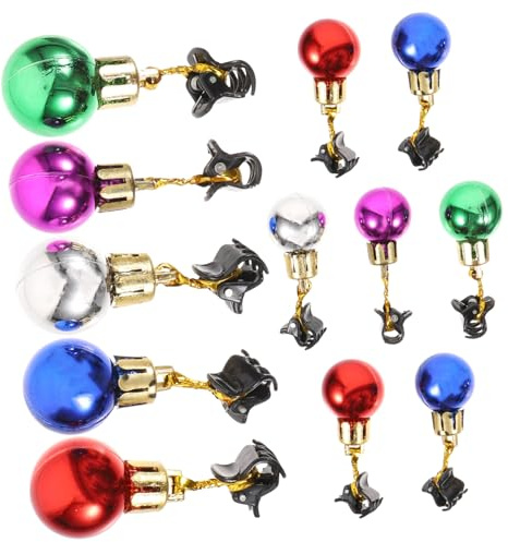 HAPINARY 12piezas Colgante De Bola Navideña Pinza Para Barba Brillante Decoración Para Barba Forma De Campana Pinzas Navideñas Coloridas Para Vello Facial Adornos Navideños Para Hombres