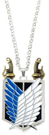 Ticome Collar con colgante de alas de libertad, collar de aleación con insignia del regimiento explorador, adecuado para llevar en reuniones temáticas de anime, regalos de cosplay de anime para niñas,