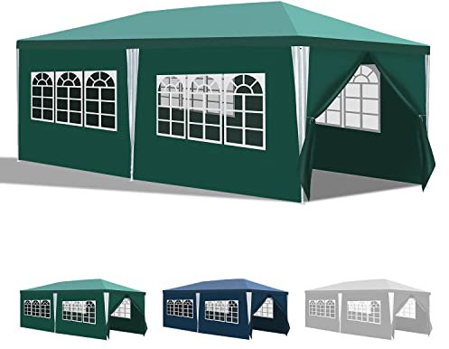 Eikuavons Carpa impermeable de 3 x 6 m, con 4 paneles laterales, color verde, para fiestas, protección UV, para jardín, cumpleaños, mercado, camping