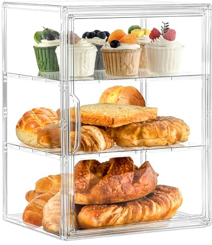 Bakery Display Case, 3 Layer Clear Acrylic Pastry Display Case, 1 Pack