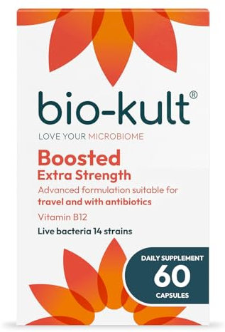 Bio-Kult Boosted Extra Strength Gut Health| 14 Strains | Probiotics for Women & Men | Immune & Digestive Support | Shelf-Stable, Non-GMO, Gluten-Free | 60 Capsules