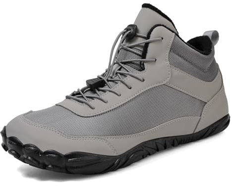 AONETIGER Barefoot Bottes de Neige Hommes Femmes Minimaliste Barefoot Shoes d'hiver Imperméable Chaude Chaussure Pieds Nus Antidérapant Chaussures de Randonnée (6818 Gris,37EU)