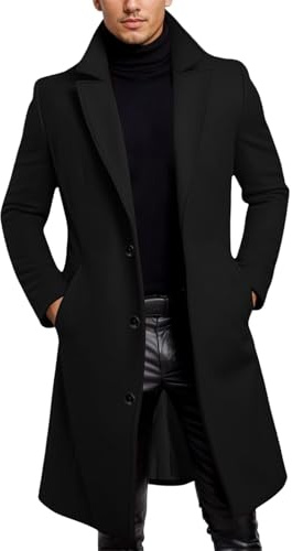 Manteau Homme Hiver Parka Classe Vetement Grand Froid Long Redingote Trench Coat Veste Noir Duffle Cachemire Casacos Inverno Homem Chaud Mi-Long Fourrure Chaude Manteaux d'hiver Laine Tweed en Vestes