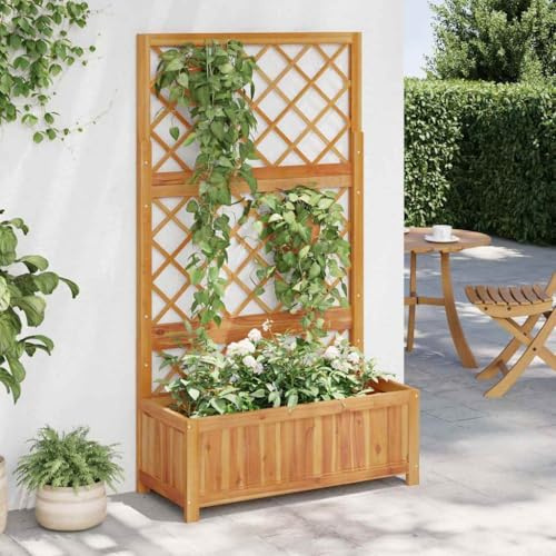Genérico Arriate con Enrejado Madera Maciza de Acacia 85x38x150 cm, Maceteros y jardineras Marrón,316542