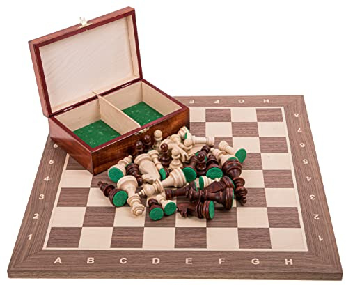 SQUARE - Pro Schack Set No. 5 VALNÖT - Schackspel - Schackfigurer och schackbräde av trä
