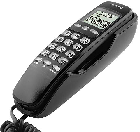 Eboxer -Wand Telefon eingehende Anrufer ID LCD Display Festnetz-Telefon mit Anrufbeantworter für Home Office Hotel(schwarz)