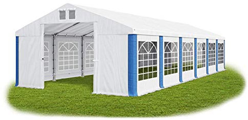 Partyzelt 6x12m wasserdicht weiß-blau Zelt 560g/m² PVC Plane Hochwertigeszelt Gartenzelt Summer SD