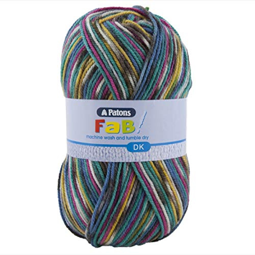 Patons Fab DK Knitting and Crochet Double Knitting Wool - 100% Acrylic Machine Washable & Tumble Dry Yarn - Colour 2084 - Jeans Colour - 3 x 100g Balls