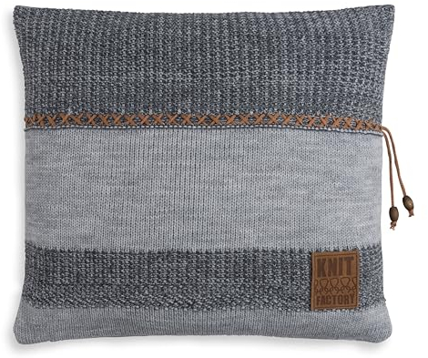 KNIT FACTORY - Roxx Dekokissen - Sofakissen - Kissenhülle mit Kissenfüllung - Kissen 50x50 - Grau/Anthrazit