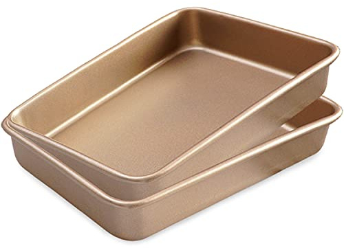 2 Pack 11 Inch Baking Sheet Pans, Deep Size Baking Pan Nonstick Cookie Sheet Brownie Cake Pan Bread Pan Toaster Oven Tray Bakeware, 11x9x2 Inches, Easy Clean & Food Safe (11 x 9 x 2)