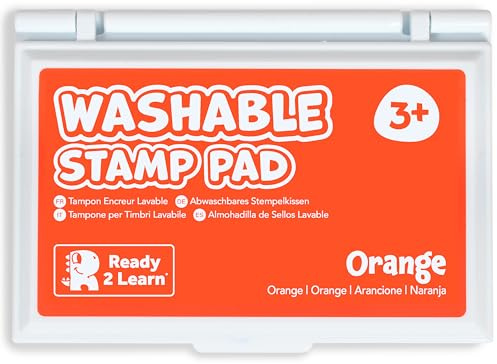 READY 2 LEARN Washable Stamp Pad | Orange | Non-Toxic | Fade Resistant | Decorate Scrapbooks, Posters and Cards