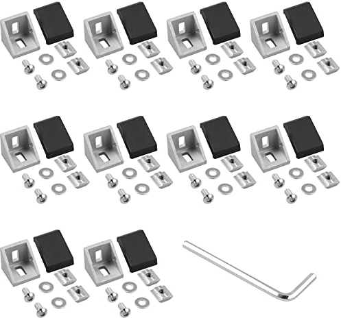 Winkelverbinder Kamtop 10x Eckwinkel 30 Nut 8 Aluminium Winkel Profil-Verbinder Eckverbinder inkl. Befestigungssatz und Kunststoff-Eckabdeckung,passend für 3030/3060 Aluminiumprofile.