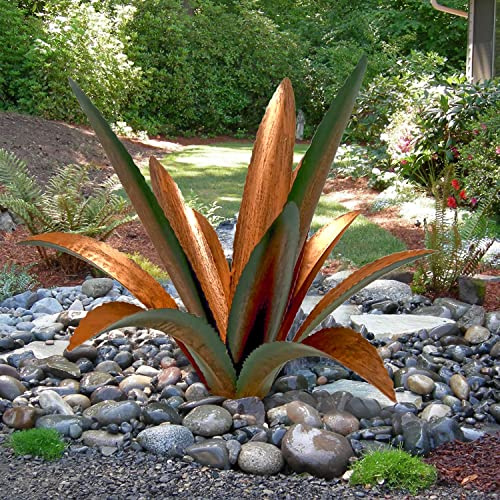 clyqyy gör-det-själv metall agave växt konst gård tequila konst skulptur, tequila rustik trädgårdsskulptur staty utomhusdekor, agave metallväxter för gården, trädgårdsgräsmatta prydnader (12 löv –