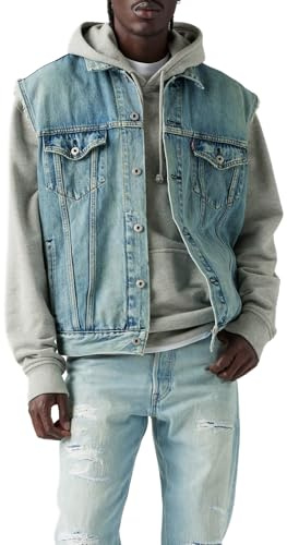 Levi's Relaxed Trucker - Chaleco de mezclilla para hombre, Kentucky Blue Chaleco, S