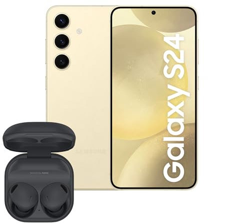 Samsung Galaxy S24, AI Android Smartphone, 8GB RAM, 128GB Storage, 50MP Camera, Amber Yellow, 3 Year Manufacturer Extended Warranty with Buds2 Pro Wireless Earphones (UK Version)