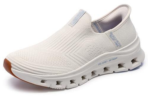 Skechers Mujer Glide-Step Pro Everyday Citizen Slip-In ENTRENADOR, Natural Knit/Periwinkle Trim, 38 EU