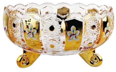 JUNYFFF Cesta De Frutas De Cocina, Tazón De Frutas De Vidrio, Tazón De Ensalada Moderno, Frutero Tazón De Decoración De Sala De Estar De Cocina, Dorado