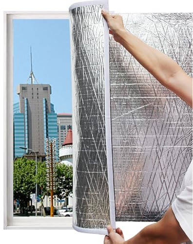 CMYAOYC Kit Aislamiento Térmico para Ventanas, 10 mm para Mantener el Frío Afuera en Inviernorollo Aislante Termico, Lámina de Aluminio para Aislamiento Térmico(120x130cm/47x51in)