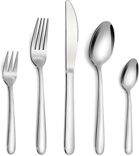 Bestdin Besteck Set - 60 Teiliges Besteck Set 12 Personen, Edelstahl Besteckset mit Messer Gabel Löffel, Hochwertiges Besteck für Haus/Party/Restaurant, Hochglanzpoliert & Spülmaschinenfest