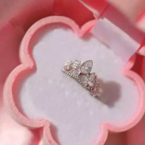 Anillos de Corona de Rapunzel Ajustables chapados en Oro para Bodas, Joyas Geek para Mujer, Plata