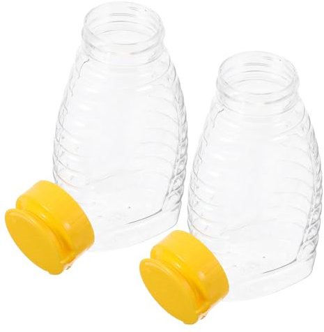 Sosoport 2piezas Botella Exprimible De Miel Reutilizable Para Jarabe Salsa Aderezo Almacenamiento Portátil Tapa Para Ensalada Vinagre Líquido
