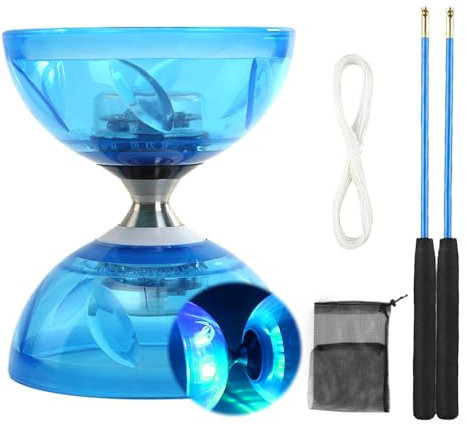 Rppiup Diabolo Freiläufer mit kugellager Dreifache Lagerung Set, 4,5mm Diabolo Leuchtend im Dunkeln Freizeitsport Jonglierspielzeug mit Handstäben für Erwachsene