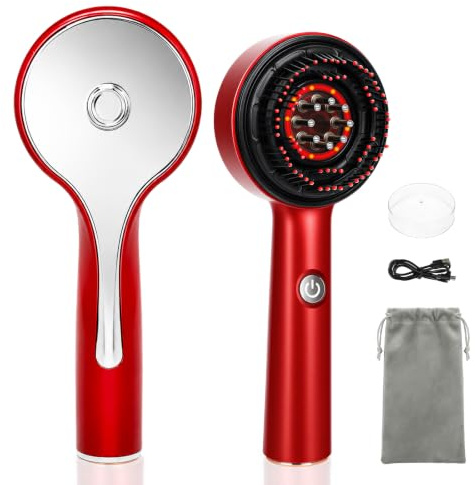3-in-1 Electric Scalp Massager with IPX7 Waterproof, Cordless Red Light Therapy, Essential Oil Applicator & Hair Growth Stimulator for Head Relaxation and Hair Care