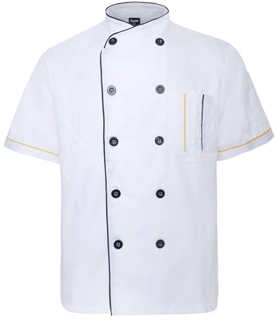TopTie Unisex Short Sleeve Chef Coat Jacket, White
