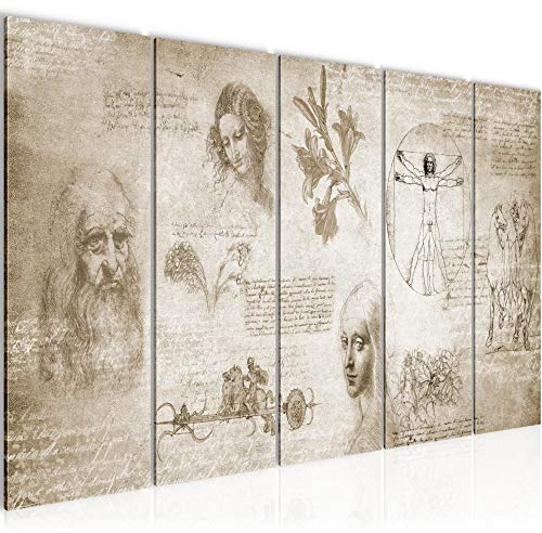 Runa Art Cuadro Leonardo Da Vinci Impresión de arte Cuadro in Lienzo no Tejido Sala Dormitorio 700456a