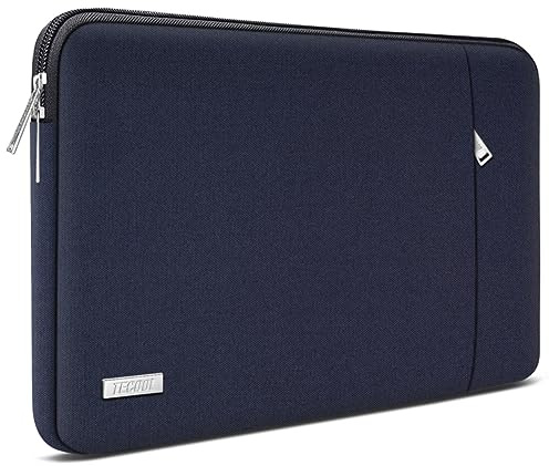 TECOOL 14-tums laptopfodral för MacBook Air 15 M2 2023, 14-tums HP EliteBook, Lenovo, Ideapad, Dell, Acer, Chromebook, 14-tums skyddande stöttåligt fodral, vattentätt fodral med ficka (mörkblå)