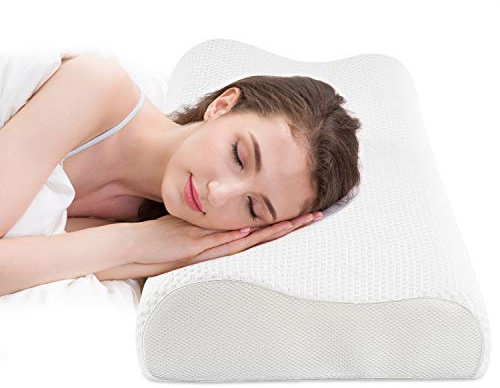 Fityou Cuscino Cervicale Memory con Altezza Regolabile, Cuscino a Doppia Onda Antipolvere, Memory Foam Guanciale Letto Ergonomico per a Collo Cervicali, Rimovibile/Lavabile, 60 * 35 * 11/9cm
