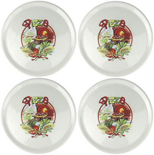 Saturnia Platos para pizza con decoración, 4 unidades, horno de pizza de 31 cm de diámetro