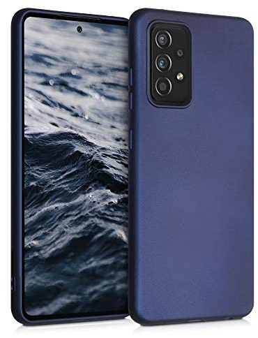 kwmobile Housse Compatible avec Samsung Galaxy A52 / A52 5G / A52s 5G Coque - Housse de téléphone Protection Souple en TPU - Bleu métallique